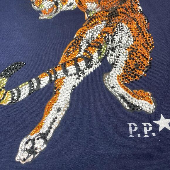 Philipp Plein T-shirt Blue Rhinestone Tiger Boys Size 2 Years 2T 12-24 Months - Picture 5 of 12